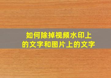 如何除掉视频水印上的文字和图片上的文字