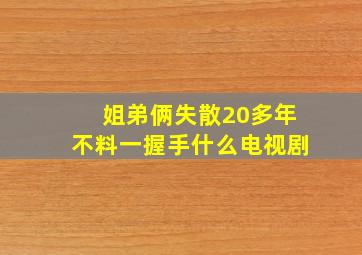 姐弟俩失散20多年不料一握手什么电视剧