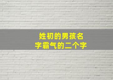 姓初的男孩名字霸气的二个字