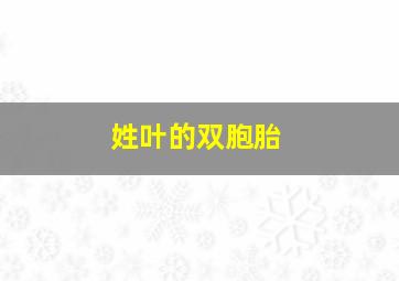 姓叶的双胞胎