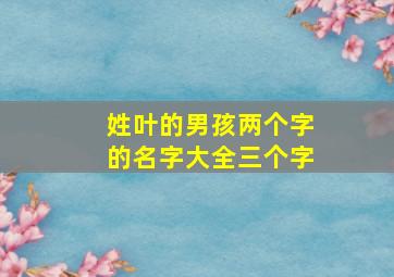 姓叶的男孩两个字的名字大全三个字