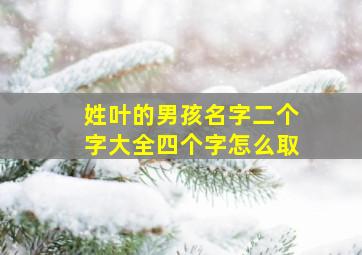 姓叶的男孩名字二个字大全四个字怎么取