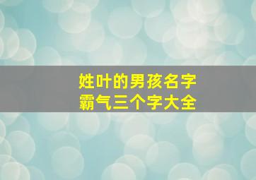 姓叶的男孩名字霸气三个字大全