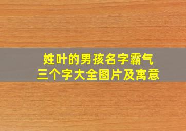 姓叶的男孩名字霸气三个字大全图片及寓意