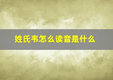 姓氏韦怎么读音是什么