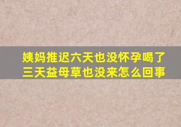 姨妈推迟六天也没怀孕喝了三天益母草也没来怎么回事