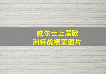 威尔士上届欧洲杯战绩表图片