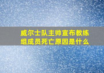 威尔士队主帅宣布教练组成员死亡原因是什么