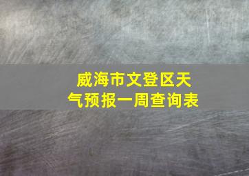 威海市文登区天气预报一周查询表