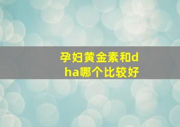 孕妇黄金素和dha哪个比较好