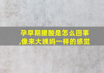 孕早期腰酸是怎么回事,像来大姨妈一样的感觉