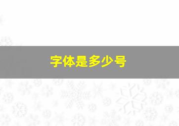 字体是多少号