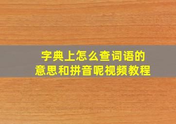 字典上怎么查词语的意思和拼音呢视频教程