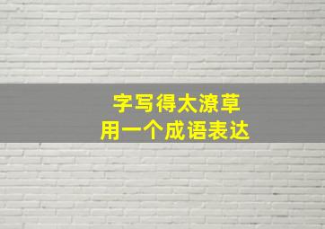 字写得太潦草用一个成语表达