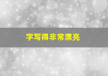 字写得非常漂亮