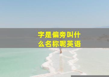 字是偏旁叫什么名称呢英语