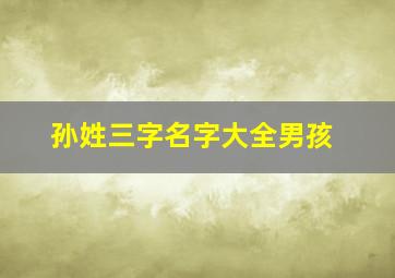 孙姓三字名字大全男孩