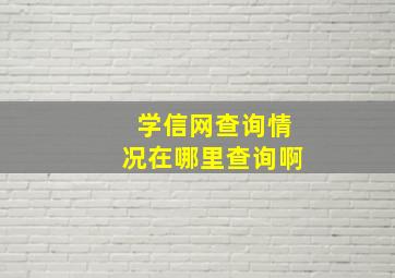 学信网查询情况在哪里查询啊