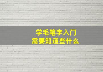 学毛笔字入门需要知道些什么