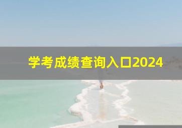 学考成绩查询入口2024