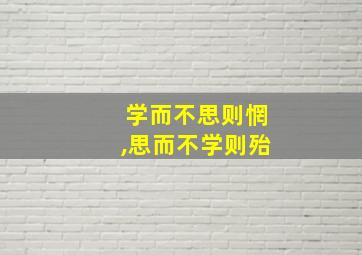 学而不思则惘,思而不学则殆