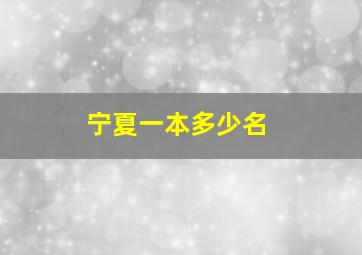 宁夏一本多少名