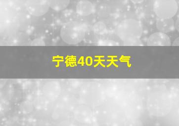 宁德40天天气