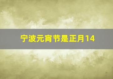 宁波元宵节是正月14