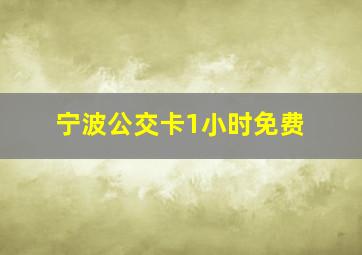 宁波公交卡1小时免费