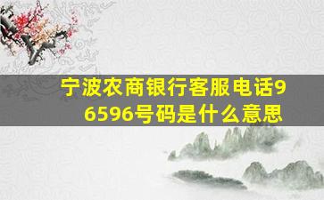 宁波农商银行客服电话96596号码是什么意思