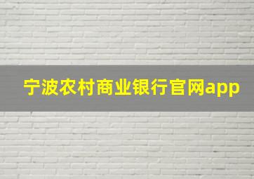 宁波农村商业银行官网app