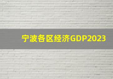 宁波各区经济GDP2023