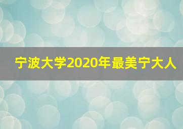 宁波大学2020年最美宁大人