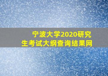 宁波大学2020研究生考试大纲查询结果网