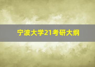 宁波大学21考研大纲