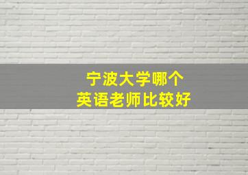 宁波大学哪个英语老师比较好