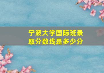 宁波大学国际班录取分数线是多少分