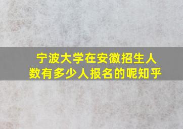 宁波大学在安徽招生人数有多少人报名的呢知乎