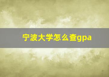 宁波大学怎么查gpa