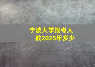 宁波大学报考人数2025年多少