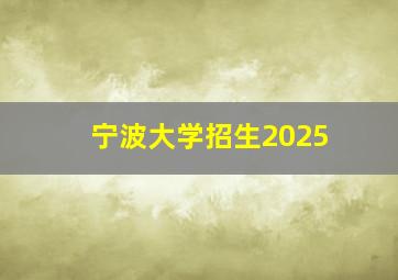 宁波大学招生2025