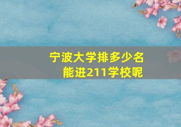 宁波大学排多少名能进211学校呢