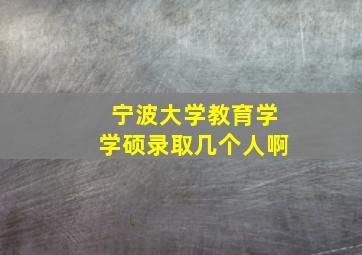 宁波大学教育学学硕录取几个人啊