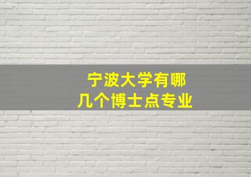 宁波大学有哪几个博士点专业