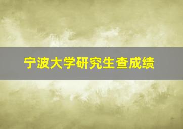 宁波大学研究生查成绩