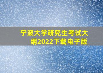 宁波大学研究生考试大纲2022下载电子版