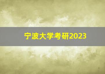 宁波大学考研2023