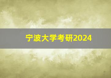 宁波大学考研2024