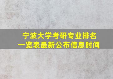 宁波大学考研专业排名一览表最新公布信息时间