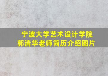 宁波大学艺术设计学院郭清华老师简历介绍图片